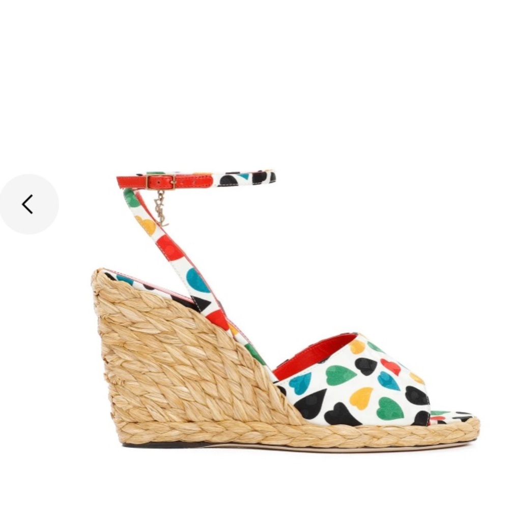 Saint Laurent Paloma Multi Colored Espadrille Wedge Sandals Size 39